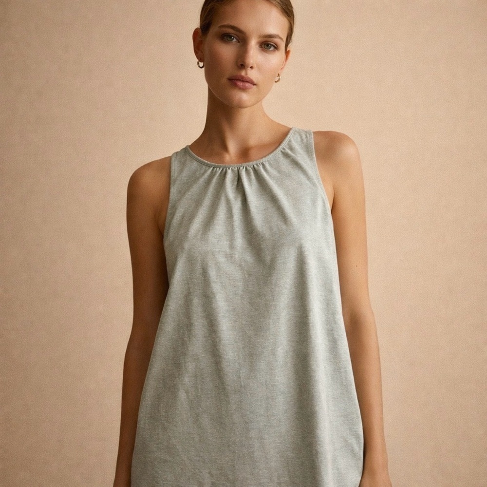 iGENJUN Elegant Gray Sleeveless TopBlouse Tank Top Casual Chic XXL
